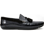 Vinci Leather The Cordova Black Patent Leather Tassel Loafer (8498)