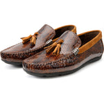 Vinci Leather The Cordova Brown Patent Leather Tassel Loafer (8498)