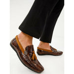 Vinci Leather The Cordova Brown Patent Leather Tassel Loafer (8498)
