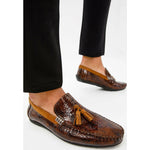 Vinci Leather The Cordova Brown Patent Leather Tassel Loafer (8498)