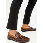 Vinci Leather The Cordova Brown Patent Leather Tassel Loafer (8498)