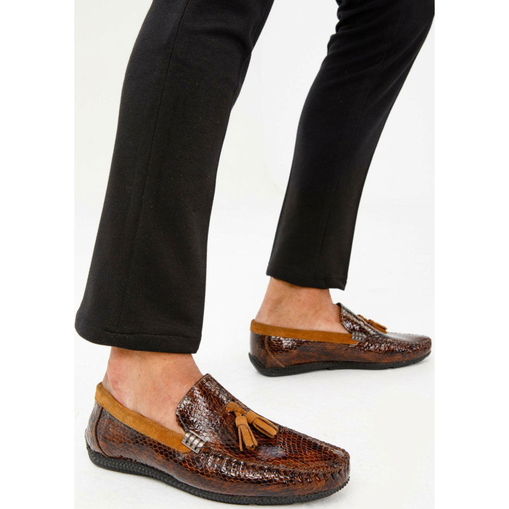 Vinci Leather The Cordova Brown Patent Leather Tassel Loafer (8498)