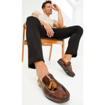 Vinci Leather The Cordova Brown Patent Leather Tassel Loafer (8498)
