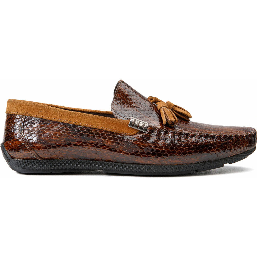 Vinci Leather The Cordova Brown Patent Leather Tassel Loafer (8498)