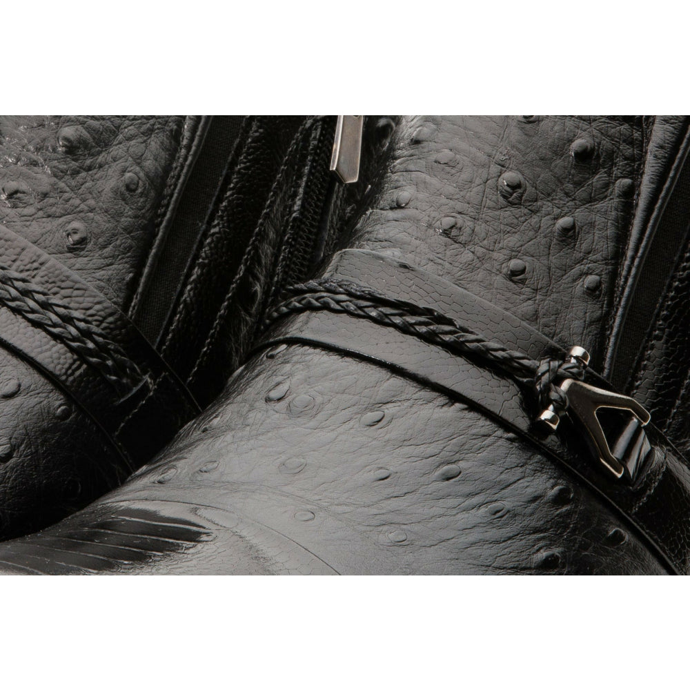 Vinci Leather The Dallas Black Leather Bit Ankle Zip-up Dress Boot (10726)