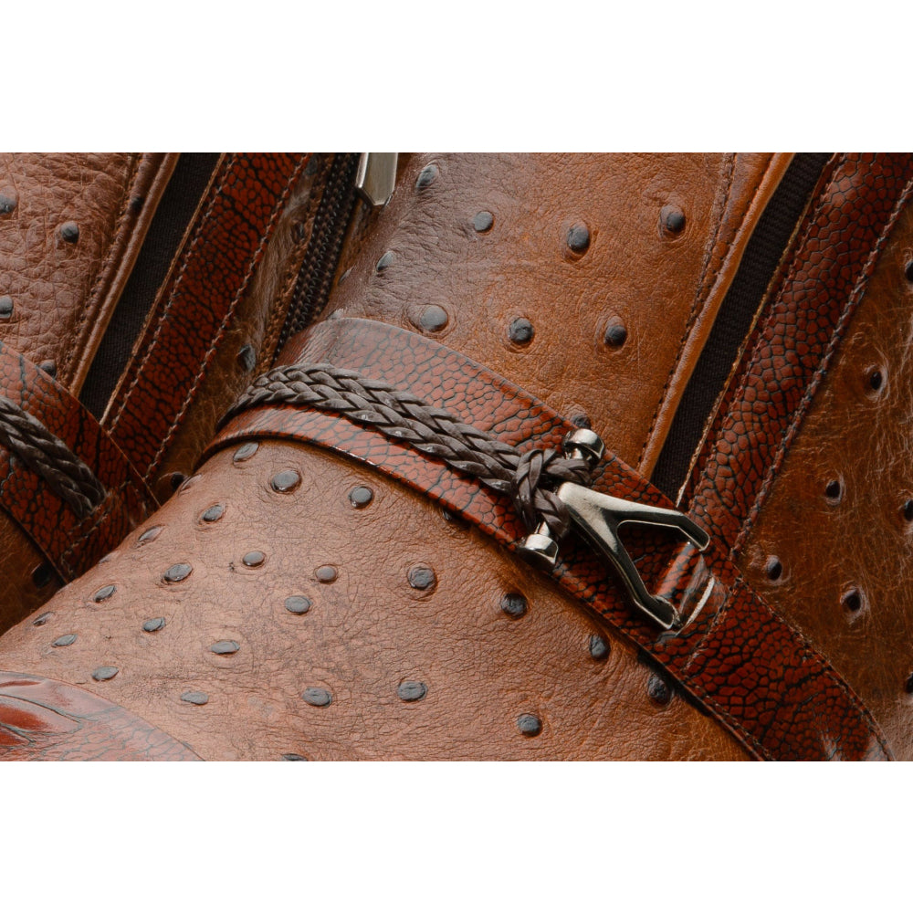 Vinci Leather The Dallas Brown Leather Bit Ankle Zip-up Dress Boot (10726)