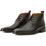 Vinci Leather The Dessalines Black Leather Chukka Brogue Dress Boot (X-868)