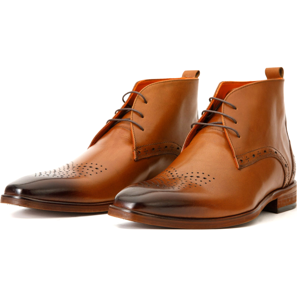 Vinci Leather The Dessalines Brown Leather Chukka Brogue Dress Boot (X-868)