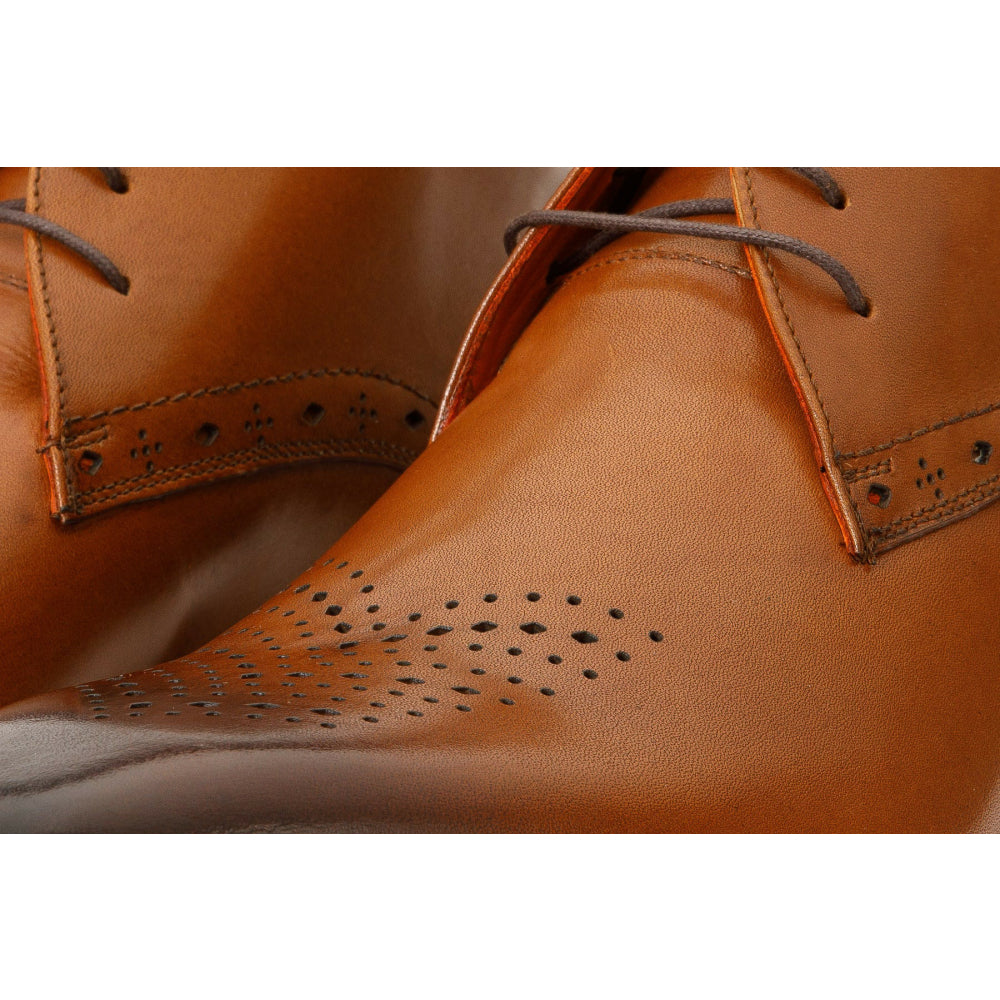 Vinci Leather The Dessalines Brown Leather Chukka Brogue Dress Boot (X-868)