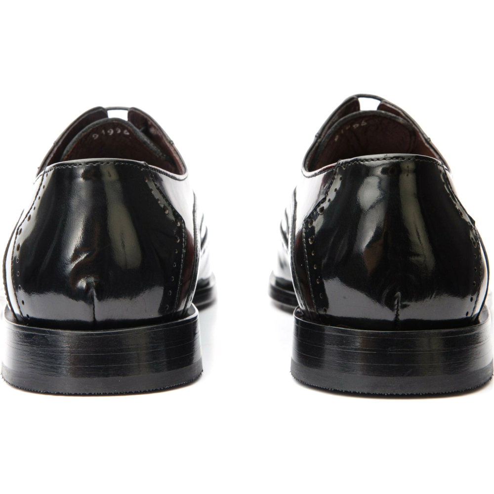 Vinci Leather The Dicle Black / Burgundy Wingtip Semi Brogue Derby Shoe (16010)