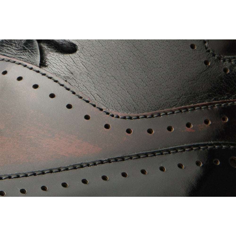 Vinci Leather The Dicle Black / Burgundy Wingtip Semi Brogue Derby Shoe (16010)