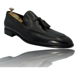 Vinci Leather The Dixon Black Leather Tassel Loafer (13409)