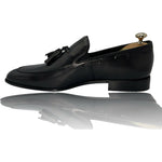 Vinci Leather The Dixon Black Leather Tassel Loafer (13409)