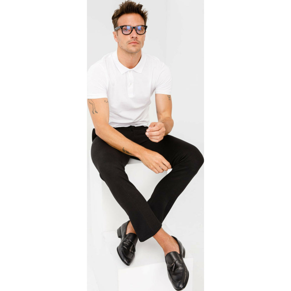 Vinci Leather The Dixon Black Leather Tassel Loafer (13409)