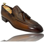 Vinci Leather The Dixon Brown Leather Tassel Loafer (13409)