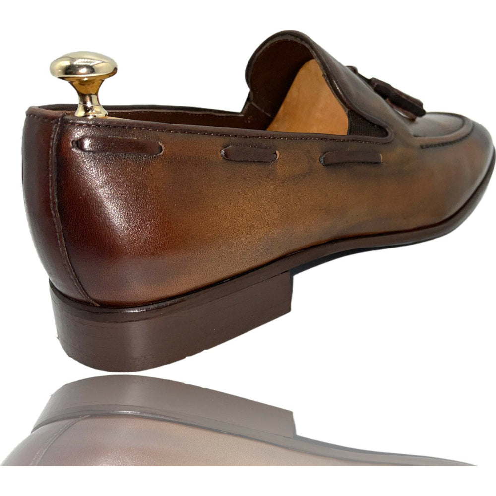 Vinci Leather The Dixon Brown Leather Tassel Loafer (13409)