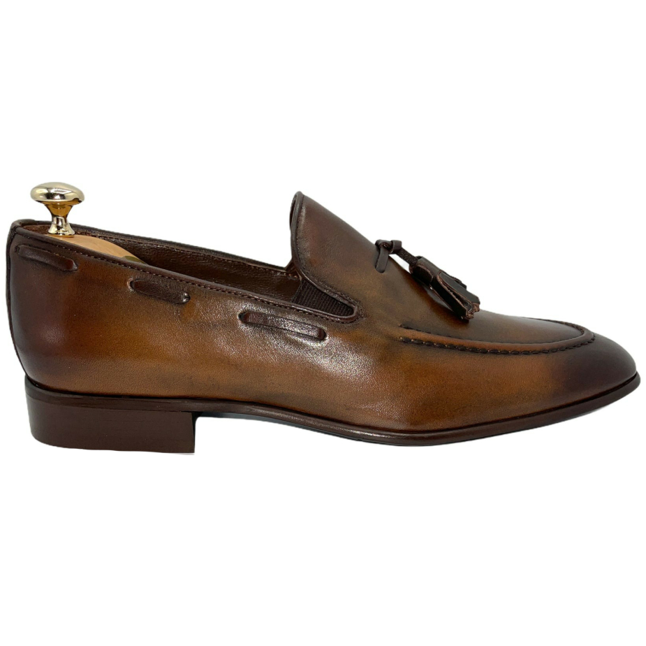 Vinci Leather The Dixon Brown Leather Tassel Loafer (13409)