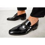 Vinci Leather The Dodoma Black Patent Leather Loafer Shoe (8017)
