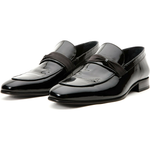 Vinci Leather The Dodoma Black Patent Leather Loafer Shoe (8017)
