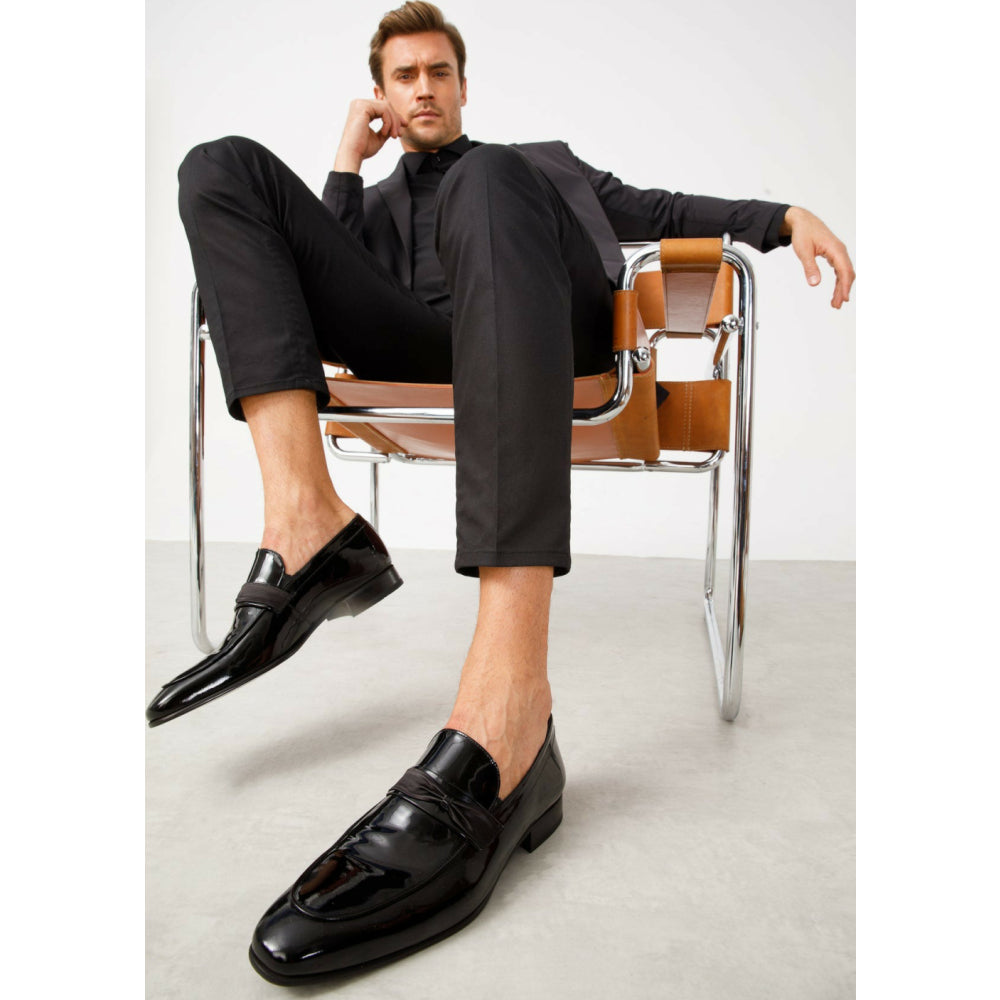 Vinci Leather The Dodoma Black Patent Leather Loafer Shoe (8017)