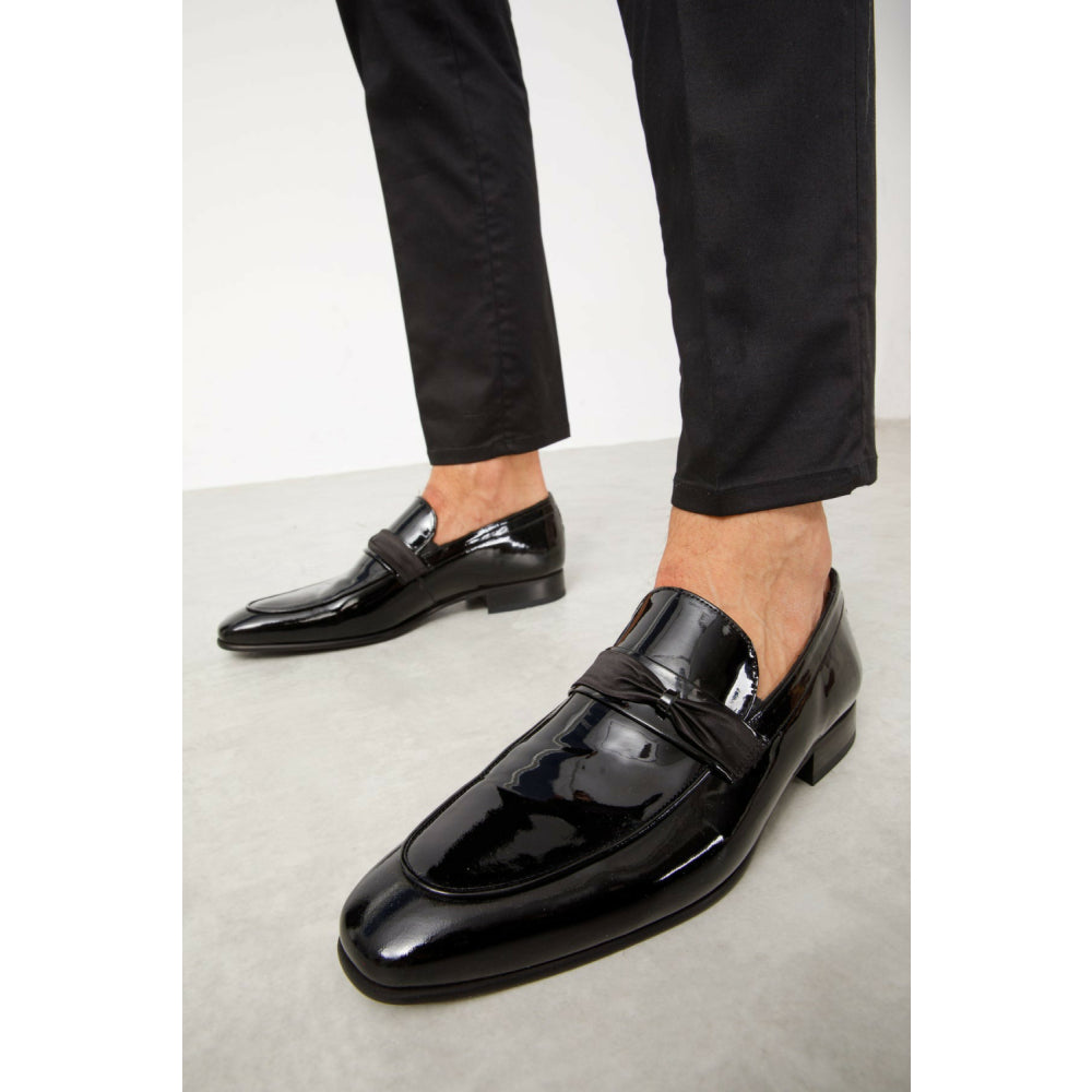 Vinci Leather The Dodoma Black Patent Leather Loafer Shoe (8017)
