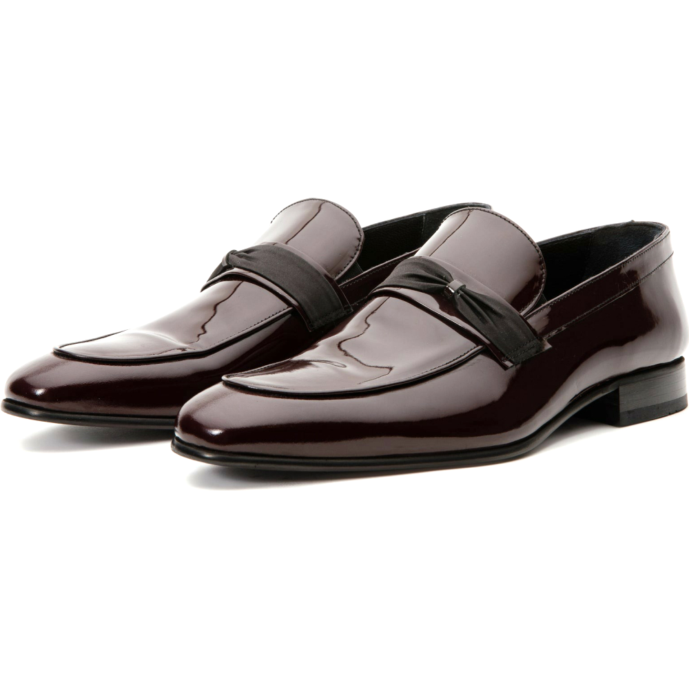 Vinci Leather The Dodoma Burgundy Patent Leather Loafer Shoe (8017)
