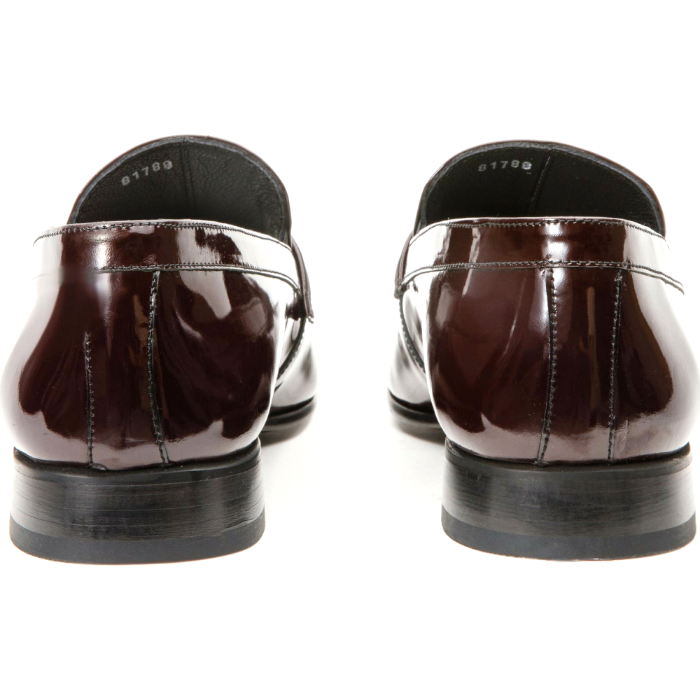 Vinci Leather The Dodoma Burgundy Patent Leather Loafer Shoe (8017)
