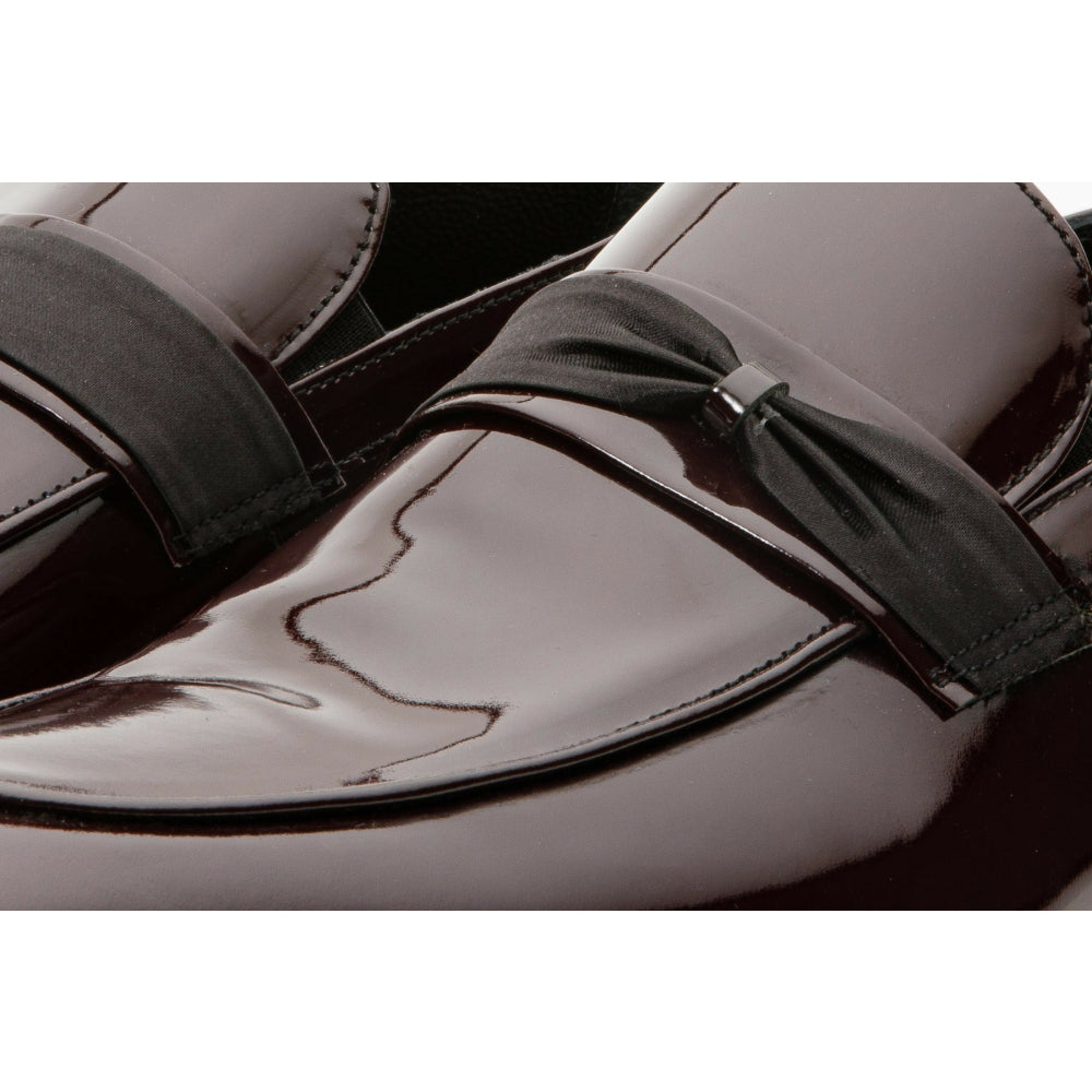 Vinci Leather The Dodoma Burgundy Patent Leather Loafer Shoe (8017)
