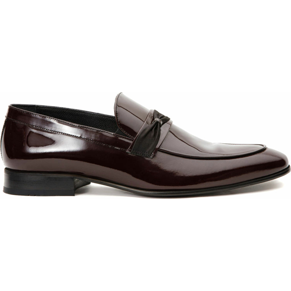 Vinci Leather The Dodoma Burgundy Patent Leather Loafer Shoe (8017)