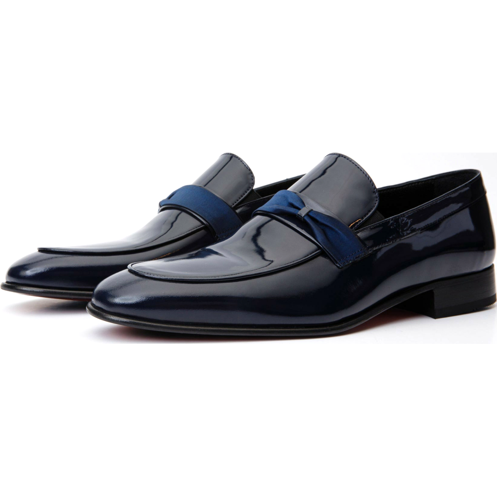 Vinci Leather The Dodoma Navy Patent Leather Loafer Shoe (8017)