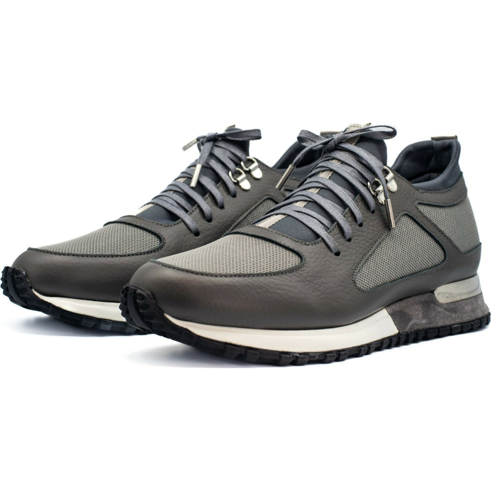 Vinci Leather The Dos Rios Grey Leather Sneaker