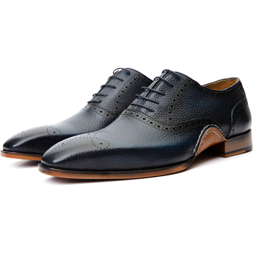 Vinci Leather The Draco Handmade Navy Semi Brogue Oxford Shoe (V-01/6825)
