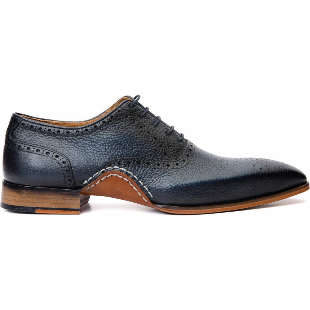 Vinci Leather The Draco Handmade Navy Semi Brogue Oxford Shoe (V-01/6825)