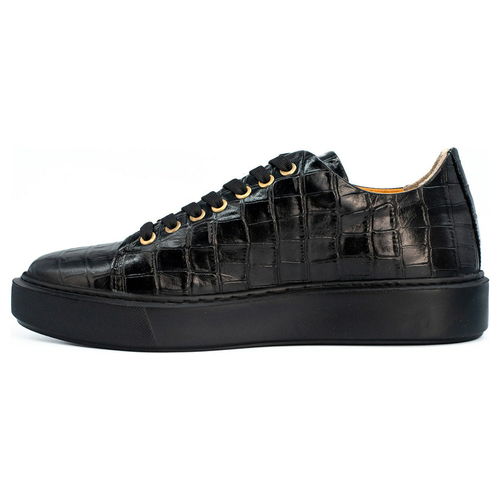 Vinci Leather The Dublin Black Leather Men Sneaker (18610)