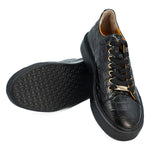 Vinci Leather The Dublin Black Leather Men Sneaker (18610)