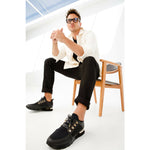 Vinci Leather The Emir Black Leather Sneaker For Men Limited Edition (D-529)
