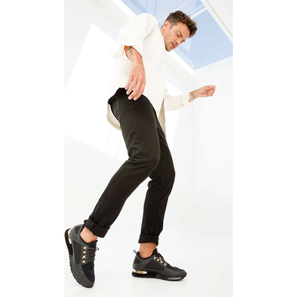 Vinci Leather The Emir Black Leather Sneaker For Men Limited Edition (D-529)