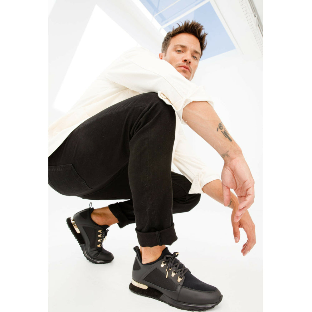 Vinci Leather The Emir Black Leather Sneaker For Men Limited Edition (D-529)