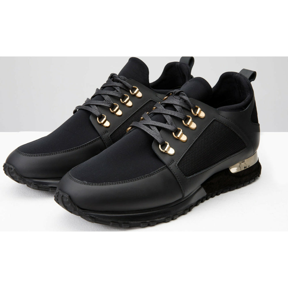 Vinci Leather The Emir Black Leather Sneaker For Men Limited Edition (D-529)