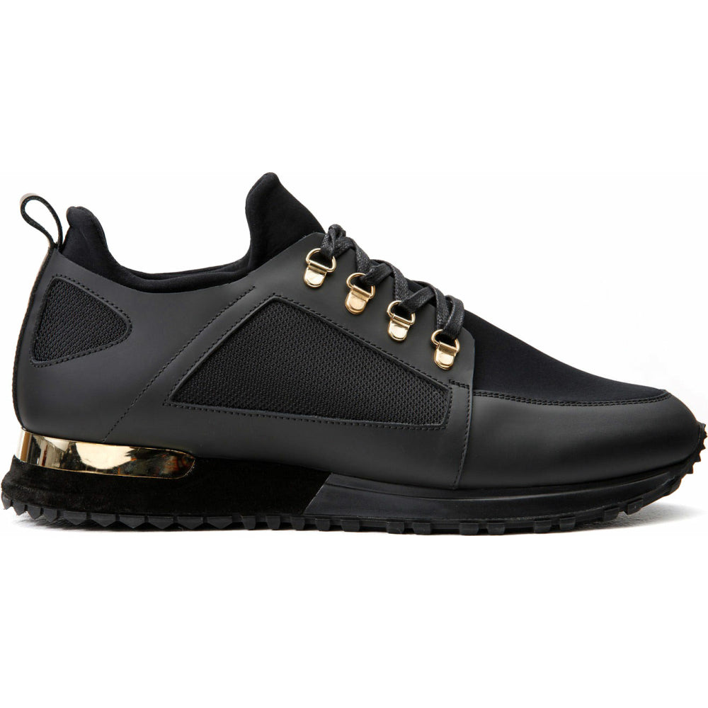 Vinci Leather The Emir Black Leather Sneaker For Men Limited Edition (D-529)