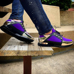 Vinci Leather The Emir Gold / Purple Leather Sneaker For Men (D-529)