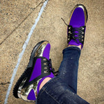 Vinci Leather The Emir Gold / Purple Leather Sneaker For Men (D-529)