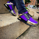 Vinci Leather The Emir Gold / Purple Leather Sneaker For Men (D-529)