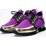 Vinci Leather The Emir Gold / Purple Leather Sneaker For Men (D-529)
