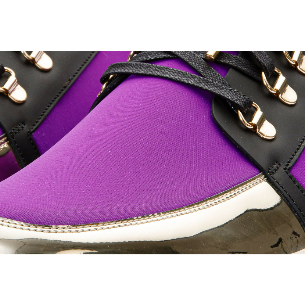 Vinci Leather The Emir Gold / Purple Leather Sneaker For Men (D-529)
