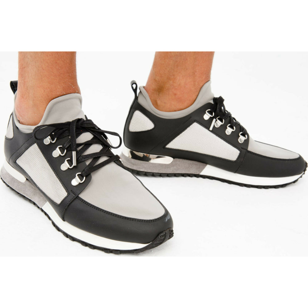 Vinci Leather The Emir Grey Leather Sneaker For Men Limited Edition (D-529)
