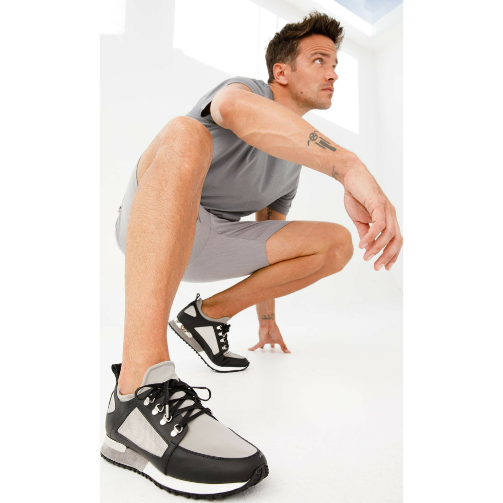 Vinci Leather The Emir Grey Leather Sneaker For Men Limited Edition (D-529)