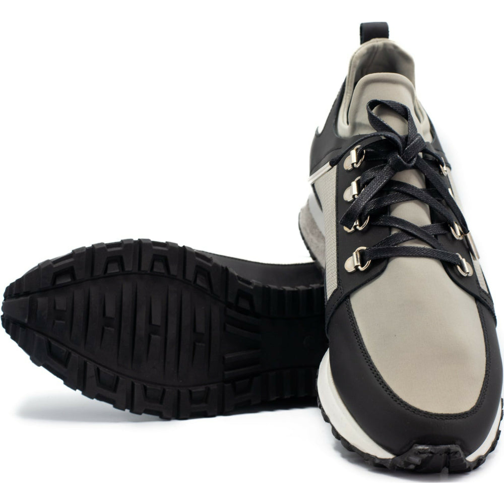 Vinci Leather The Emir Grey Leather Sneaker For Men Limited Edition (D-529)