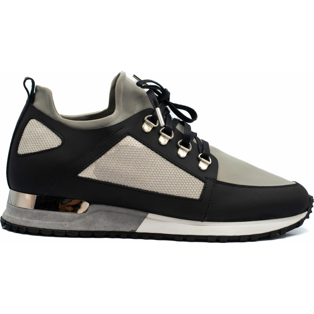 Vinci Leather The Emir Grey Leather Sneaker For Men Limited Edition (D-529)