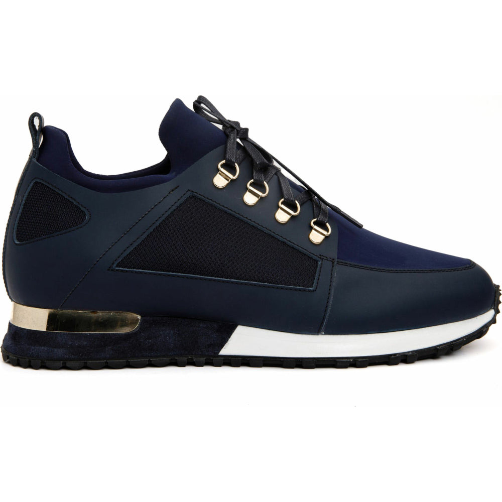 Vinci Leather The Emir Navy Leather Sneaker For Men (D-529)